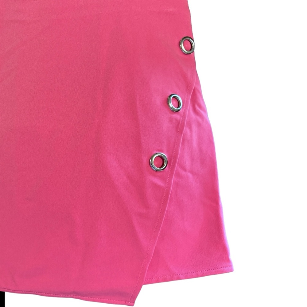 H:ours PENELOPE HOT PINK MINI SKIRT ENVELOPE SLIT SKIRT - Picture 4 of 10